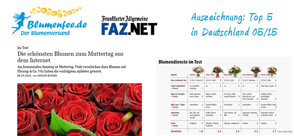 Blumenversand Blumenfee - Top 5 deutschlandweit - Test der FAZ am Sonntag im 05/15