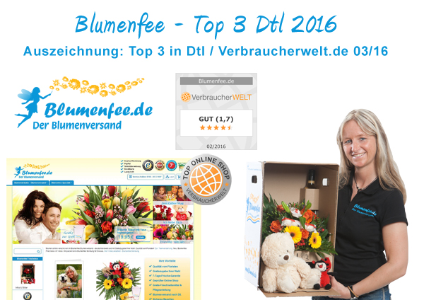 Blumenfee Auszeichnung zum Top Online Shop - Top 3 in Deutschland - Verbraucherwelt 03/16